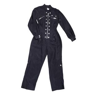 Alice By Temperley 100% Silk Jumpsuit Roll Up Leg Size 4 Black Quiet Luxury Rock